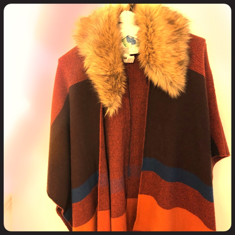 Forever 21 Multi color Cardigan with faux fur.